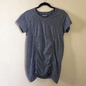 ATHLETA Short-Sleeved Ruched Top - Grey - Sz XL - NWOT